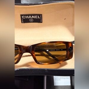 CHANEL Tortoiseshell Frame Sunglasses with Amber Lenses